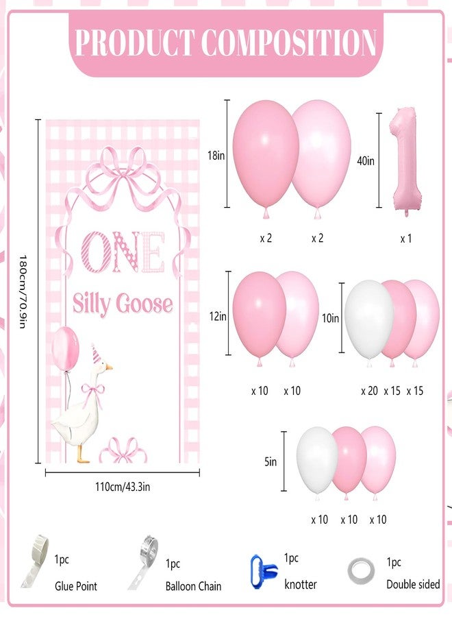 ميهوفوند مجموعة قوس بالونات عيد الميلاد الأول للبنات من MEHOFOND بتصميم أوزة وردية بنقشة مربعات، مع خلفية، 106 قطعة - Image 3